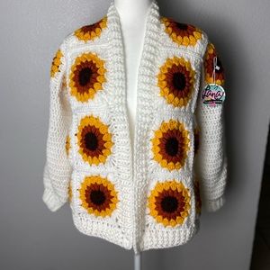Sunflower granny square crochet cardigan